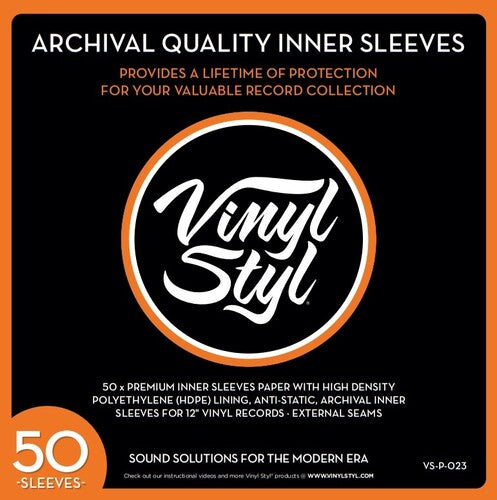 Vinyl Styl - 12 Inch Archival Inner Record Sleeves - HDPE-Lined - 50 Count (White)