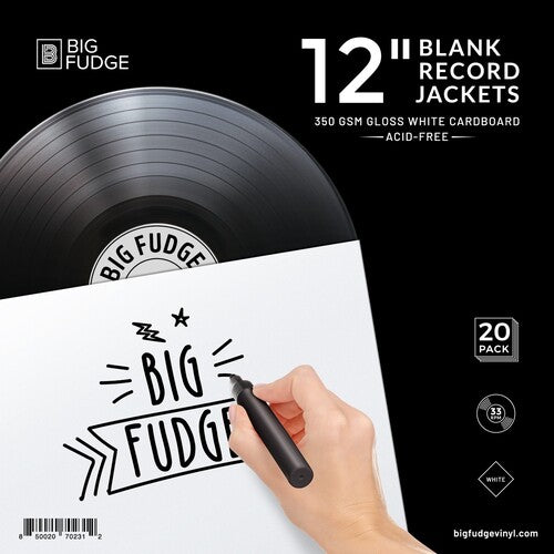 Big Fudge - BFRJ-W-12x20US 12-inch Vinyl LP Record Blank Jackets (20 Pack, Matte, White)