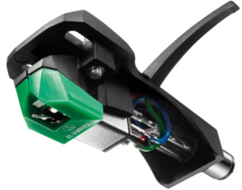 Audio-Technica - AT-VM95E/H Headshell/Dual Moving Magnet Cartridge Combo Kit with Elliptical Stylus 1/2" Mount includes Mounting Hardware (Black/Green)
