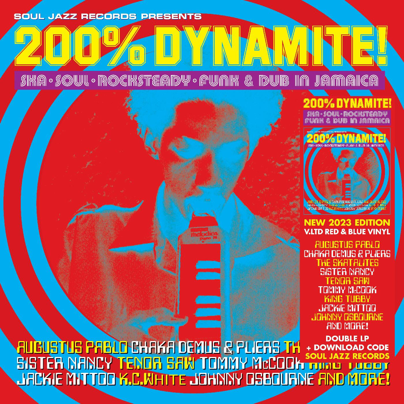 Soul Jazz Records Presents - 200% DYNAMITE! Ska, Soul, Rocksteady, Funk & Dub in Jamaica (Red, Blue Vinyl, RSD 2023)
