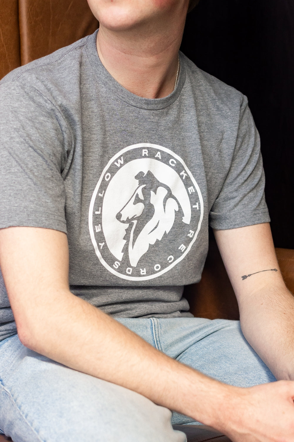 Yellow Racket White Logo T-Shirt (w/ Text)