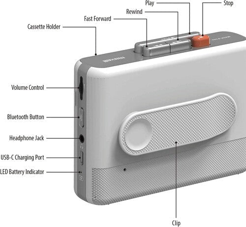 Maxell - MXCP-P100WH Bluetooth Wireless Cassette Player - 025215516511 - Vinyl Accessories - Yellow Racket Records