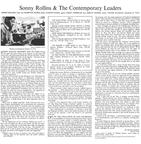 Rollins, Sonny - Sonny Rollins & Contemporary Leaders (Contemporary Records Acoustic Sounds Series) (180 Gram Vinyl)