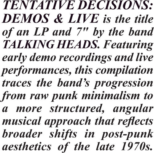 Talking Heads - Tentative Decisions: Demos & Live (Colored Vinyl) (RSD Black Friday 2025)