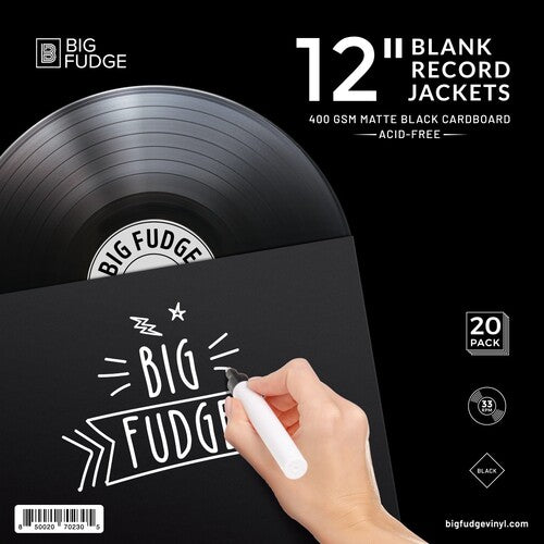 Big Fudge - BFRJ-B-12x20US 12-inch Vinyl LP Record Blank Jackets (20 Pack, Matte Black)