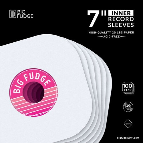 Big Fudge - BFIS7 7-inch 45RPM Vinyl Record Round Corner Inner Sleeves 100 Pack White