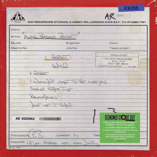 Parsons, Alan - I Robot (Work In Progress) (180 Gram, Blue Vinyl) (RSD 2025)