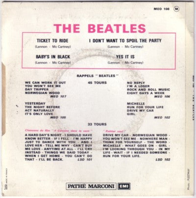 Beatles, Les - Ticket To Ride (French Pressing) (EP, Reissue, Red Labels) (Pre-Loved)