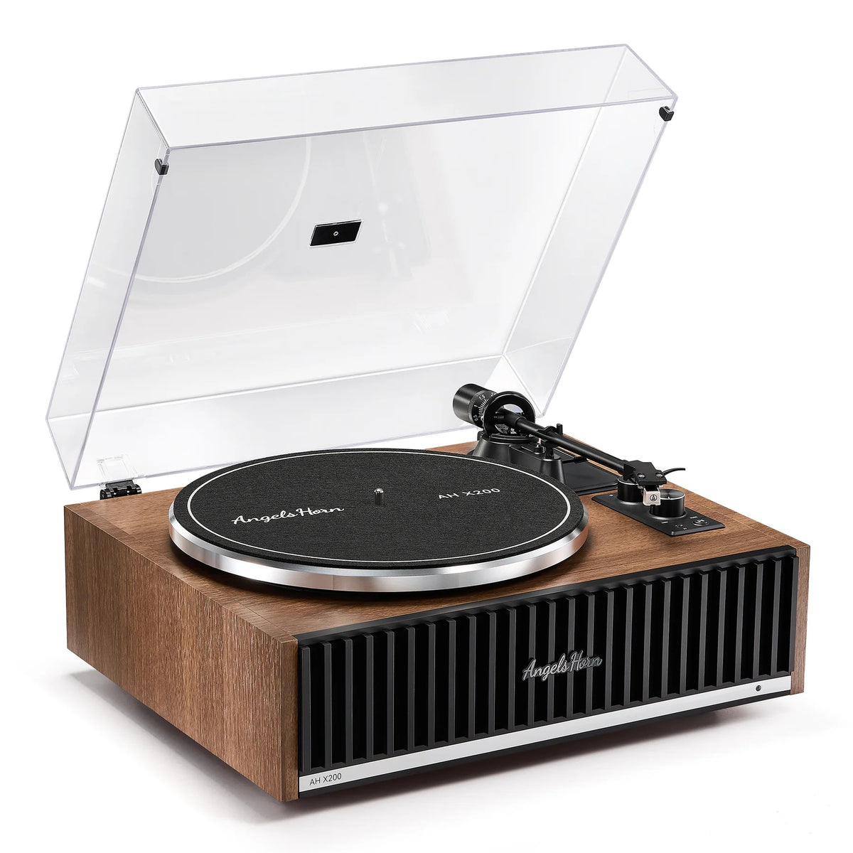 Angels Horn - HP-AHX200, All-In-One Bluetooth Turntable with Built-In Speakers (Brown) [FLAWED]