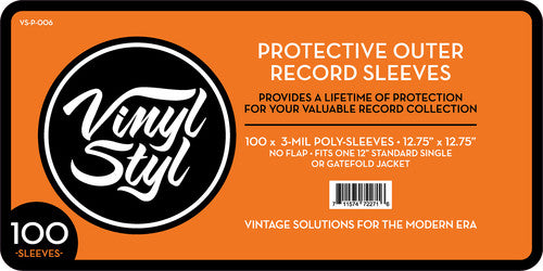 Vinyl Styl - 12Inch Vinyl Record Outer Sleeve Polyethylene - 100 Count (Clear)