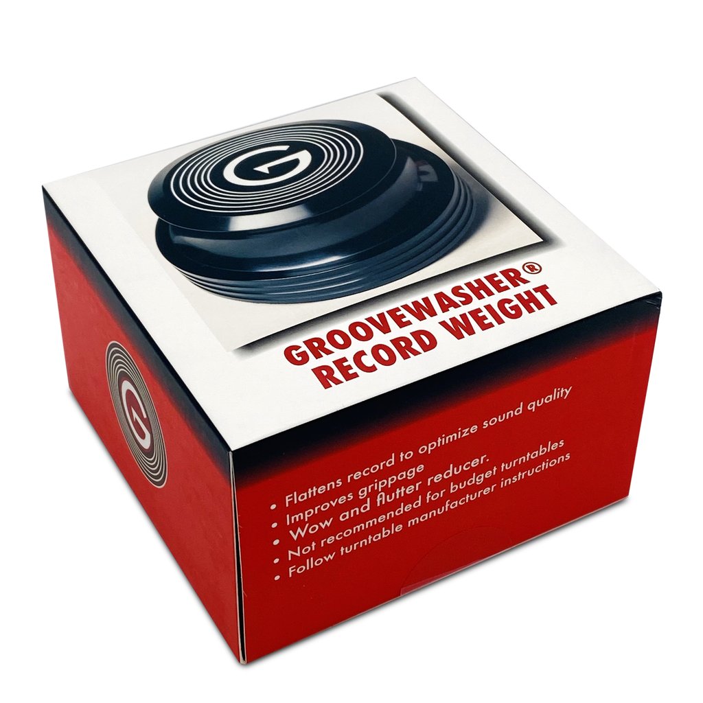 GrooveWasher - Record Stabilizer Weight (Black) (14oz milled aluminum with rubber base, includes storage box)