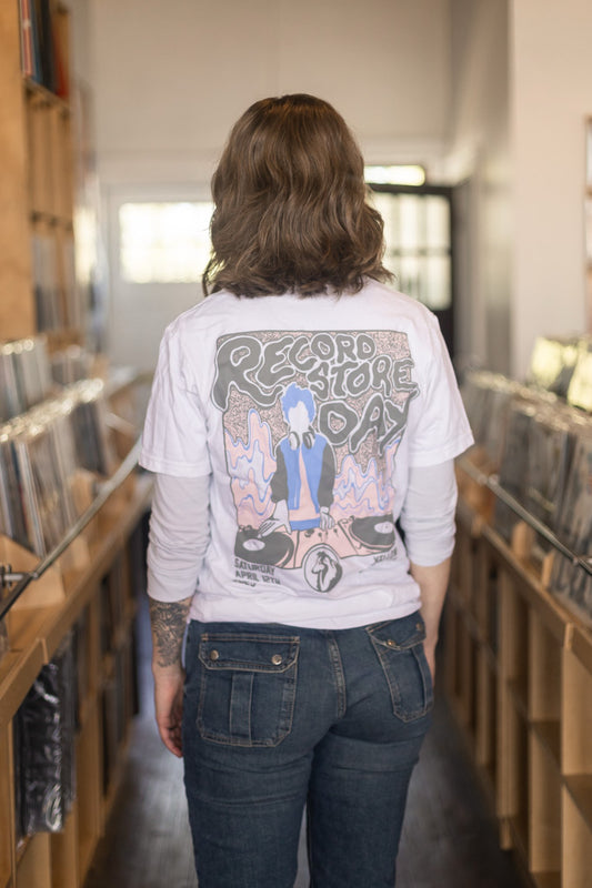 DJ Spins Vinyl - White/Blue/Pink T-Shirt Record Store Day 2025