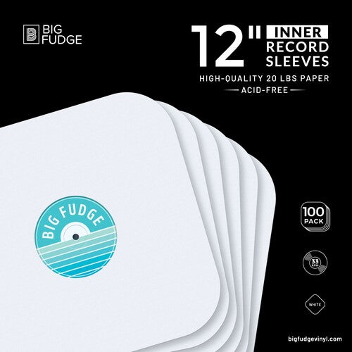 Big Fudge - BFIS12x100US 12-inch Vinyl LP Record Round Corner Inner 100 Pack White