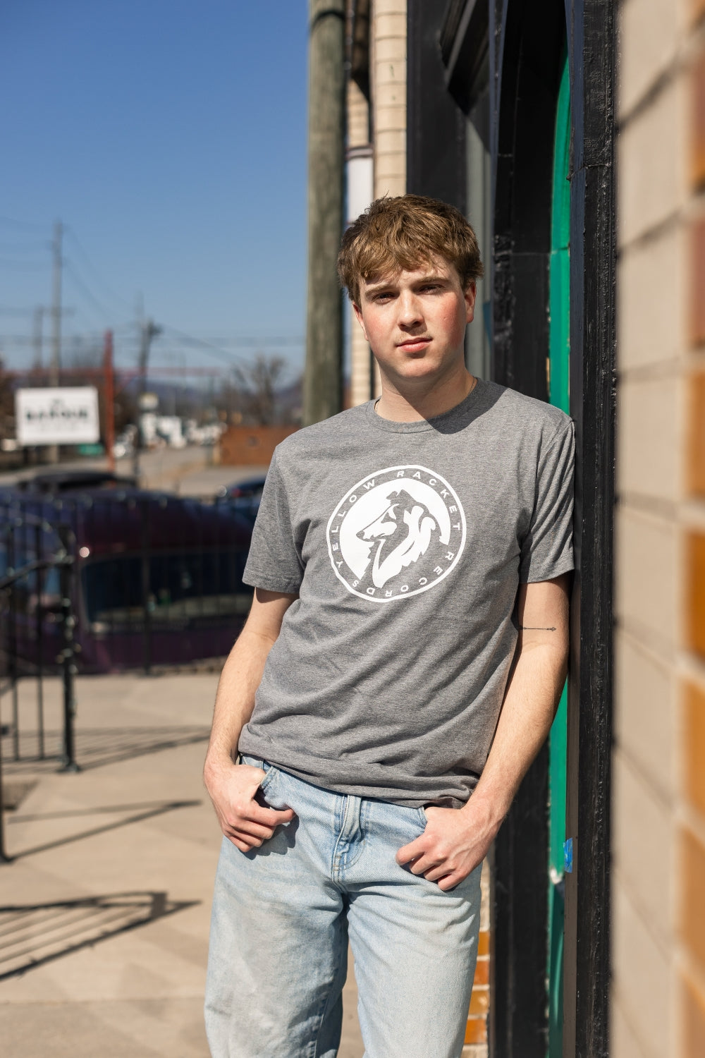Yellow Racket White Logo T-Shirt (w/ Text)