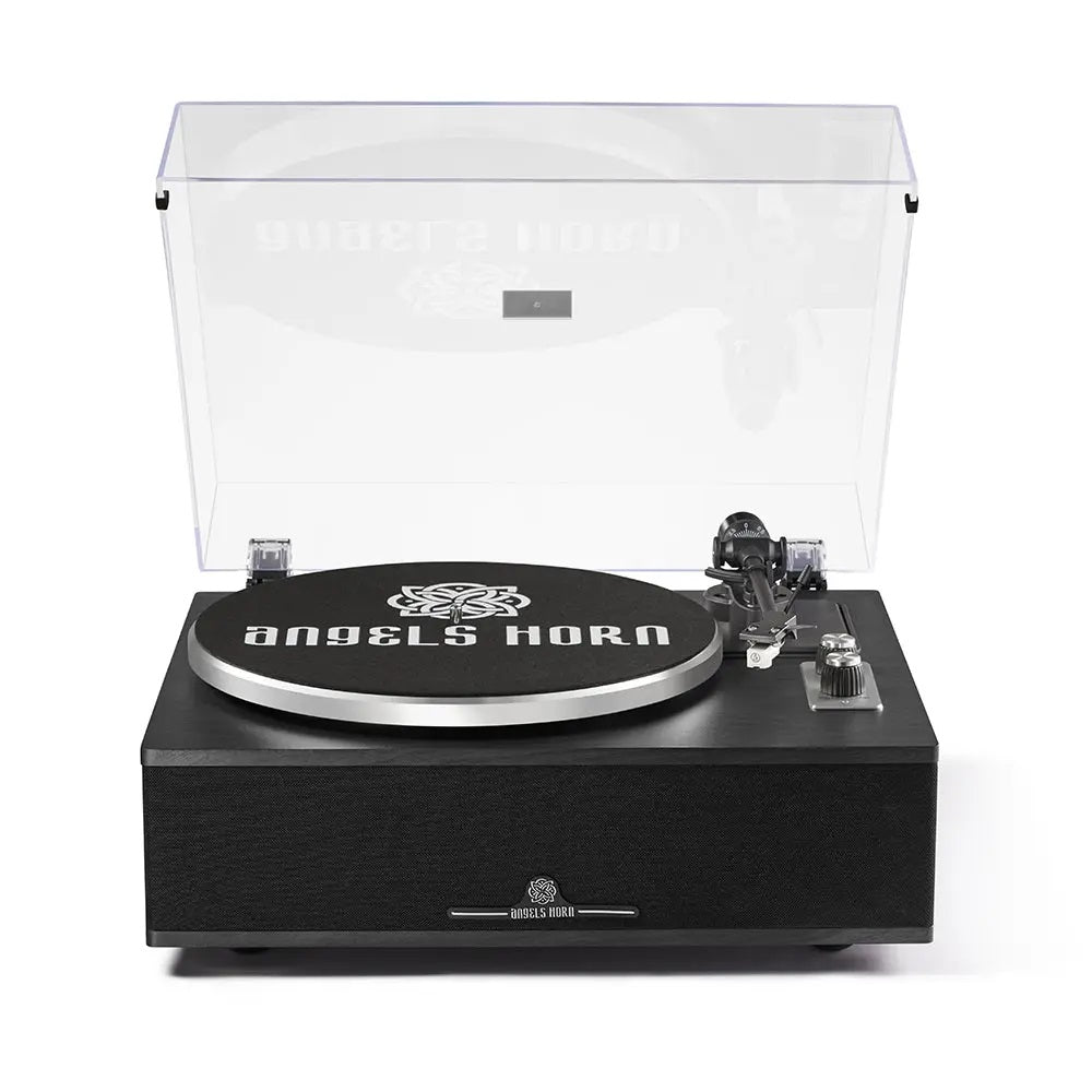 Angels Horn - HP-H019, Bluetooth Turntable with Built-In Speakers (Black)