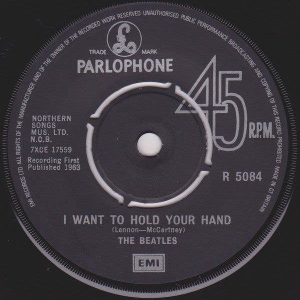 Beatles, The - I Want To Hold Your Hand c/w This Boy (UK Pressing) (1976, Single, Reissue, Push - out Center) (Pre - Loved) - VG+ - Beatles, The - I Want To Hold Your Hand c/w This Boy (UK Pressing) (1976, Single, Reissue, Push-out Center) - Vinyl 7" Singles - Yellow Racket Records
