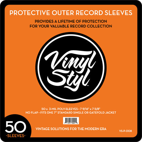 Vinyl Styl - VS-P-008 7 Inch Outer Record Sleeves - Open Top - 50 Count (Clear)