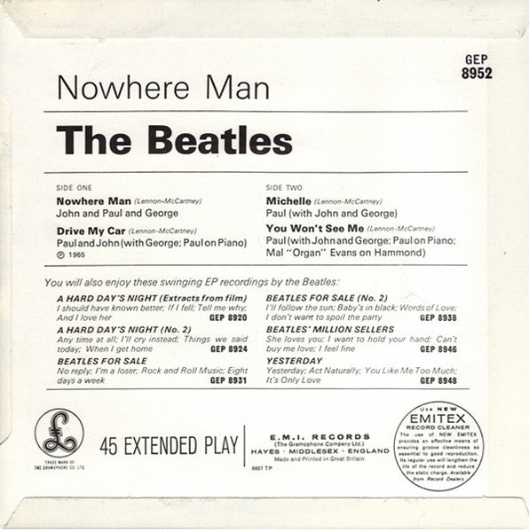 Beatles, The - Nowhere Man (UK Pressing) (1969, 7", Reissue, Mono) (Pre-Loved)