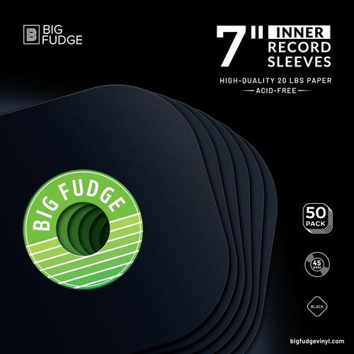 Big Fudge - BFIS-B7  7-inch 45RPM Vinyl Record Round Corner Inner Sleeves 50 Pack Matte Black