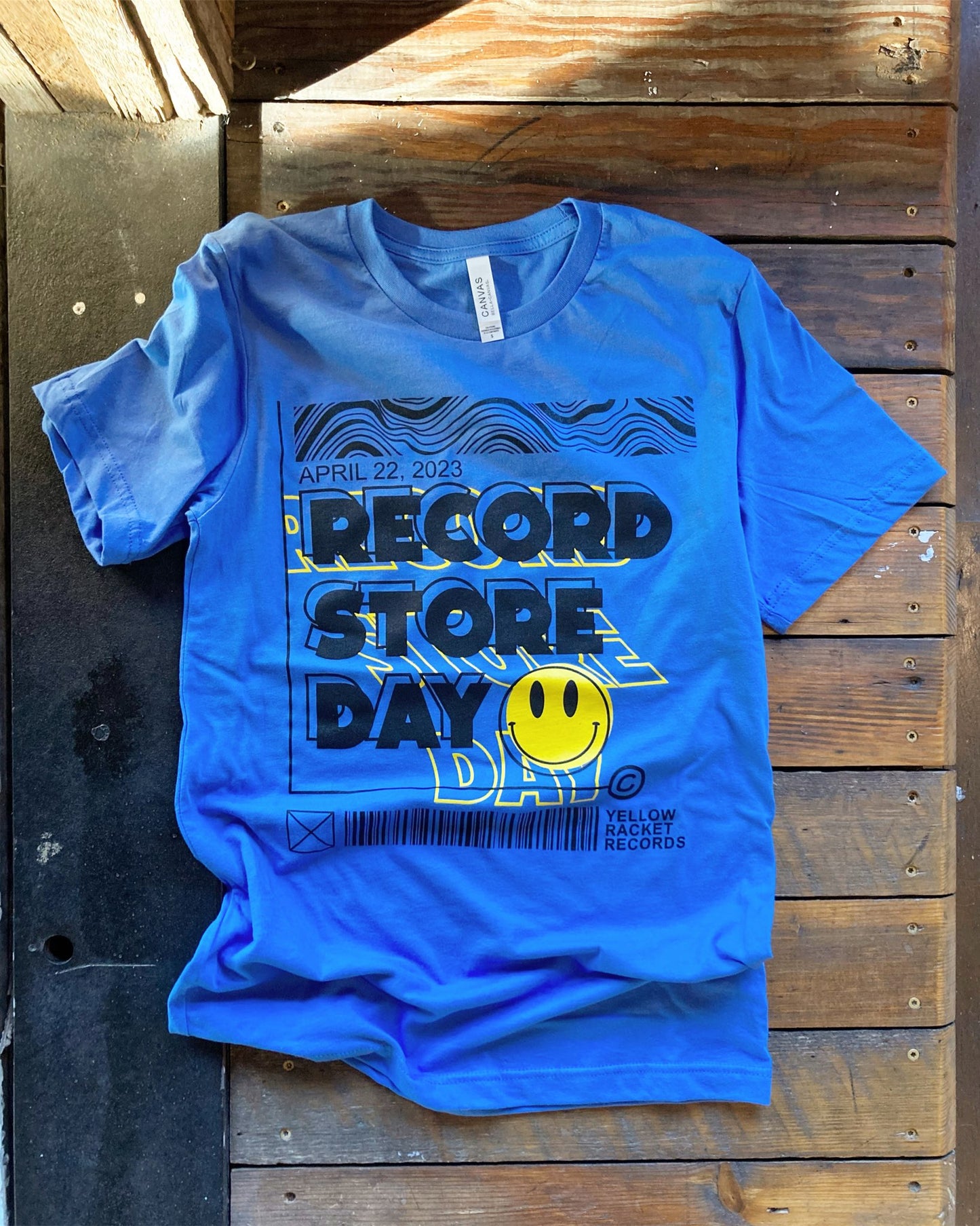 Smiley Face T-Shirt (Blue/Black/Yellow) - Record Store Day 2023