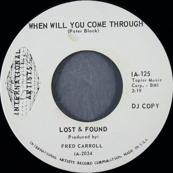 Lost & Found - When Will You Come Through/Professor Black (7", Single, Promo) (Pre - Loved) - VG+ - Lost & Found - When Will You Come Through/Professor Black (7", Single, Promo) (Pre-Loved) - Vinyl 7" Singles - Yellow Racket Records