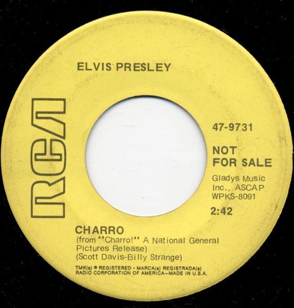 Presley, Elvis - Charro/Memories (7", Yellow Label Promo) (Pre - Loved) - VG - Presley, Elvis - Charro/Memories (7", Yellow Label Promo) (Pre-Loved) - Vinyl 7" Singles - Yellow Racket Records