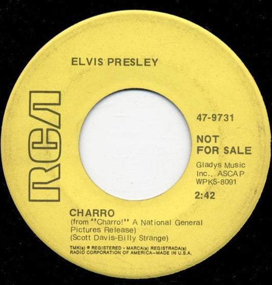 Presley, Elvis - Charro/Memories (7", Yellow Label Promo) (Pre - Loved) - VG - Presley, Elvis - Charro/Memories (7", Yellow Label Promo) (Pre-Loved) - Vinyl 7" Singles - Yellow Racket Records