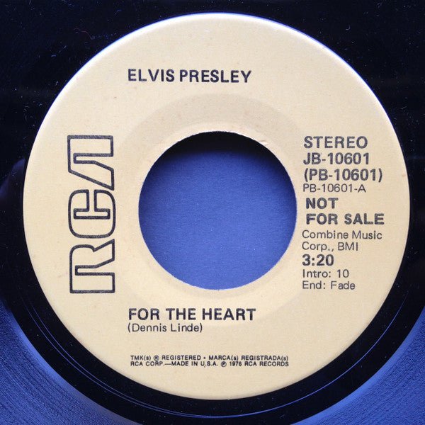 Presley, Elvis - For The Heart/Hurt (7", Promo) (Pre - Loved) - VG - Presley, Elvis - For The Heart/Hurt (7", Promo) (Pre-Loved) - Vinyl 7" Singles - Yellow Racket Records