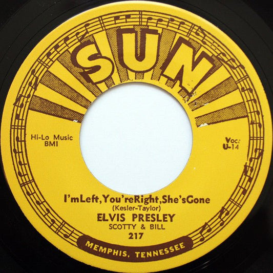 Presley, Elvis, Scotty & Bill - Baby Ley's Play House, I'm Left, You're Right, She's Gone (7", 1973, Reissue) (Pre - Loved) - VG+ - Presley, Elvis, Scotty & Bill - Baby Ley's Play House, I'm Left, You're Right, She's Gone (7", 1973, Reissue) (Pre-Loved) - Vinyl 7" Singles - Yellow Racket Records