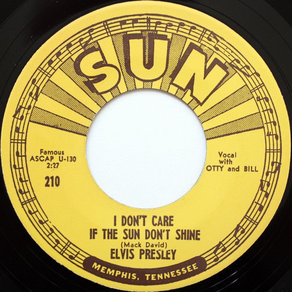 Presley, Elvis/Scotty And Bill - I Don't Care If The Sun Don't Shine/Good Rockin' Tonight (7", 1973, Reissue) (Pre - Loved) - VG+ - Presley, Elvis/Scotty And Bill - I Don't Care If The Sun Don't Shine/Good Rockin' Tonight (7", 1973, Reissue) (Pre-Loved) - Vinyl 7" Singles - Yellow Racket Records