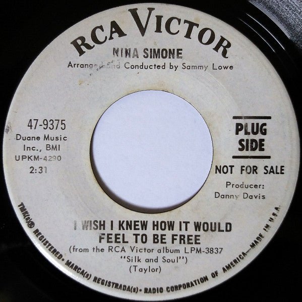 Simone, Nina - I Wish I Knew How It Would Feel To Be Free/Cherish (7", Promo) (Pre - Loved) - VG - Simone, Nina - I Wish I Knew How It Would Feel To Be Free/Cherish (7", Promo) (Pre-Loved) - Vinyl 7" Singles - Yellow Racket Records