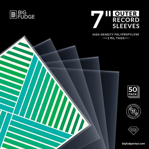 Big Fudge - BFOS7x50US 7-inch 45RPM Vinyl Record Outer Sleeves 7.42x7.42 High-Density Polyprolylene 50 Pack Crystal Clear