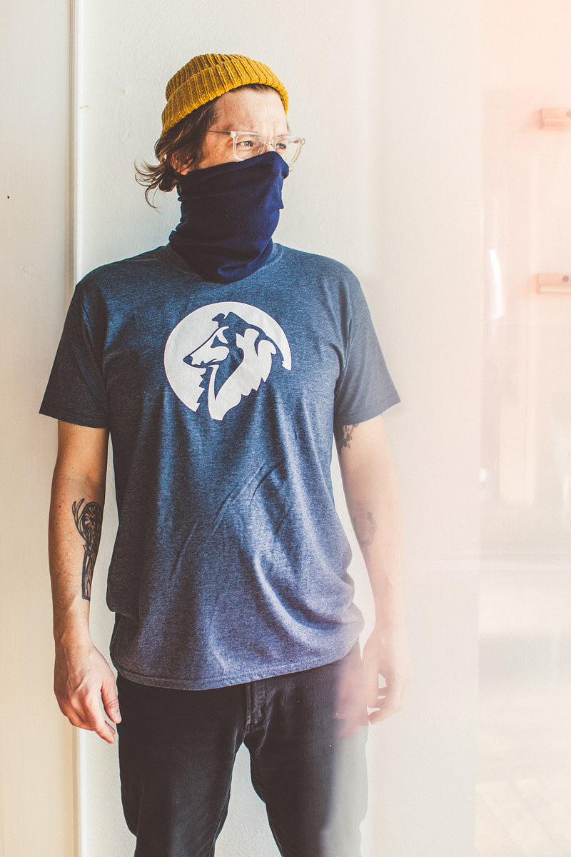 Yellow Racket Navy Heather T-Shirt (White Logo)