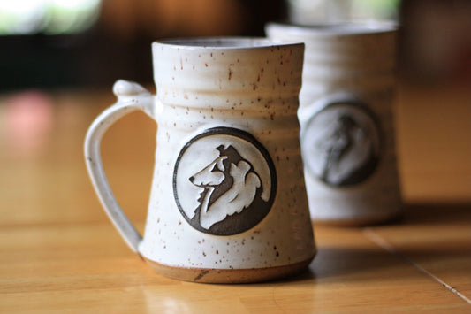 Ceramic Yellow Racket Mug - White Glaze (by Forman Pottery)