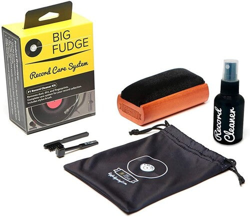 Big Fudge - BFRC101US 4-in-1 Vinyl Record Care and Cleaning Kit Includes Cleaning Fluid, Velvet Record Brush, Dust Brush, Stylus Brush and Travel Pouch