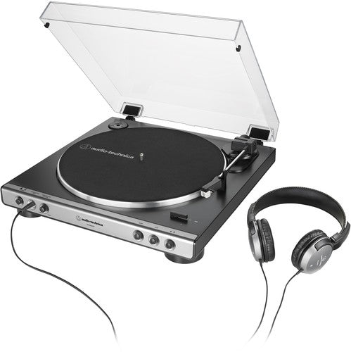 Audio Technica AT-LP60XHP-GM Fully Automatic Belt-Drive Turntable (Gun Metal/Black w/ Headphones)