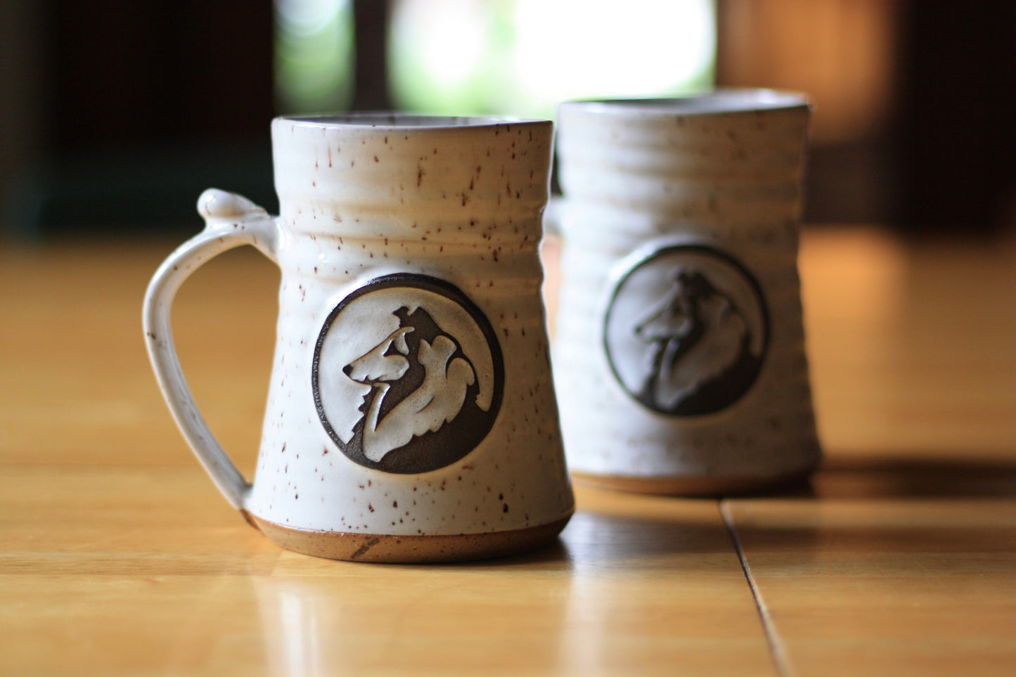Ceramic Yellow Racket Mug - White Glaze (by Forman Pottery)